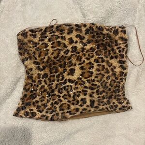 Leopard Print Princess Polly Sequin Women's Tube Top